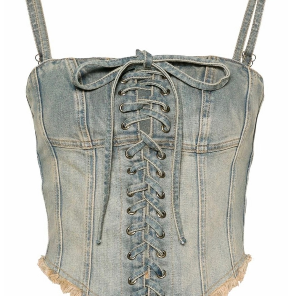 Denim Lace-Up Corset Top